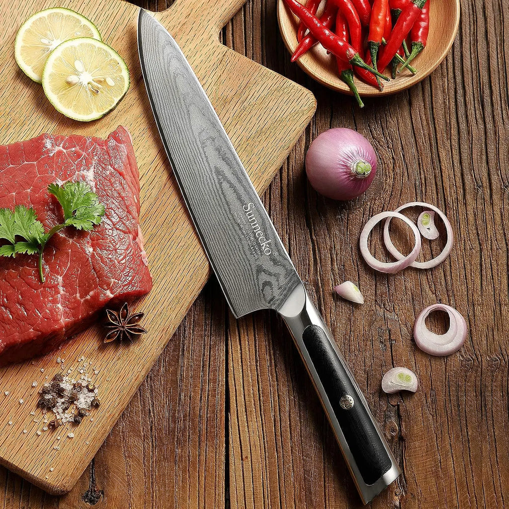 Sunnecko 1-8PCS/Set Chef's Knives 73 Layers VG10 Damascus Steel Japanese Slicing Knife Utility Paring Cleaver Cutting Knife