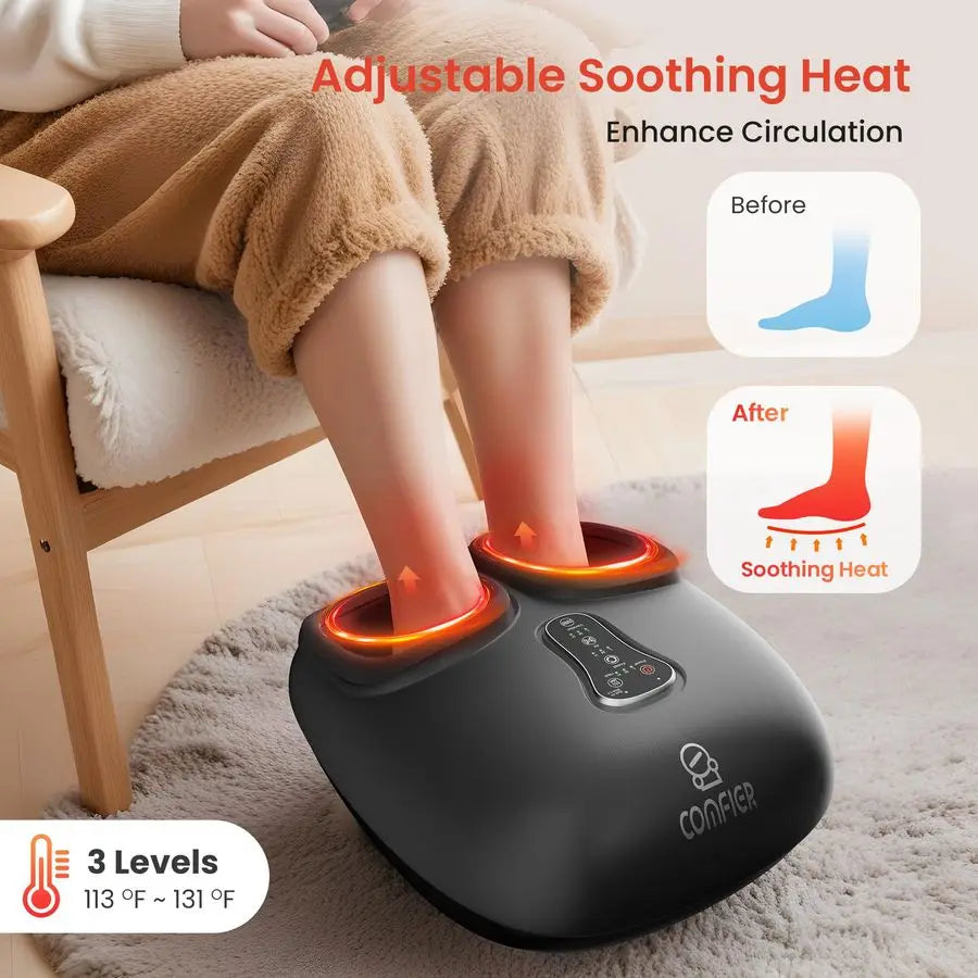 Shiatsu Foot Massager with Heat, Kneading Rolling,Vibration, Compression,Remote Control,Foot Massage for Neuropathy,Plantar Fasc