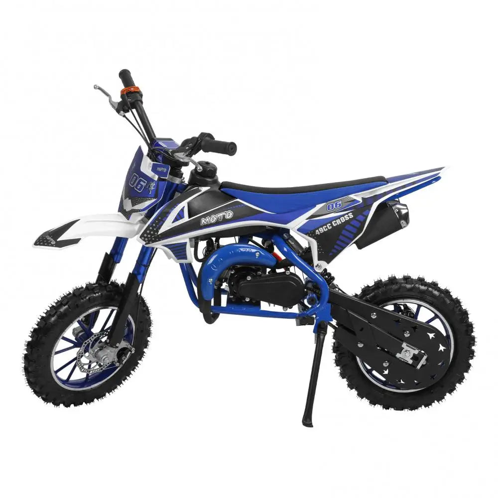 49cc 2-Stroke Children Pocket Motorbike with Front Rear Disc Kids Dirt Bike Beach Off Road Mini Motorcycle Gas Power Motocross