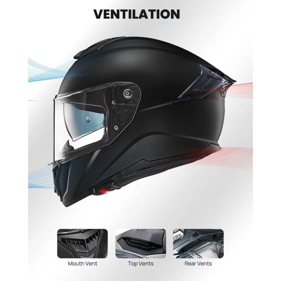 Full Face Dual Visor Motorcycle Helmets with Rear Wing Pinlock Compatible for Street Riding HighPerformance Protective Helmet w
