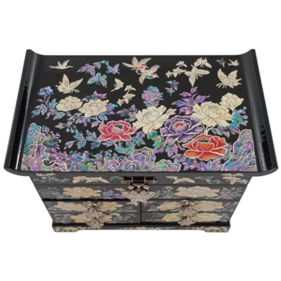 Mother of Pearl Wooden Jewelry Organizer Box Jewelry Storage Box for Women Features Spacious Drawers Ideal for Rings Bracelets
