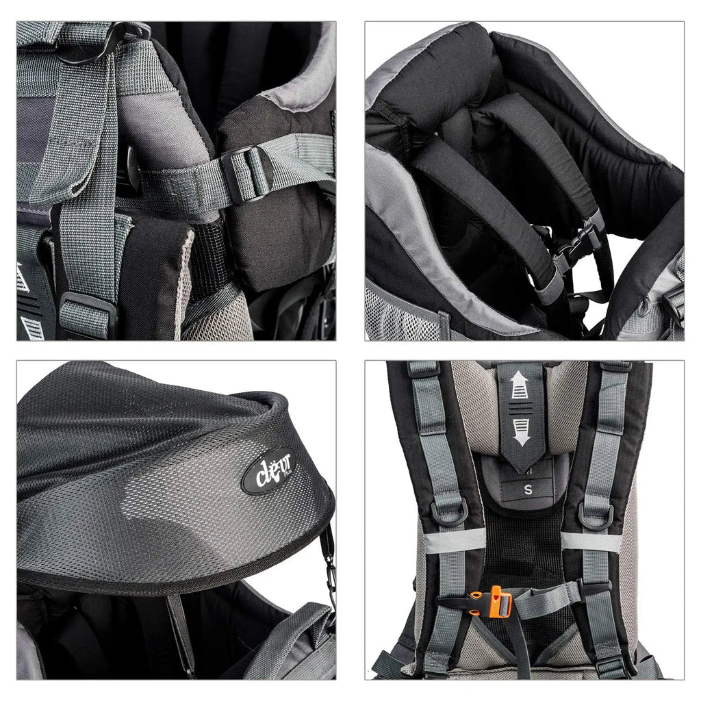 Baby Backpack Hiking Kid Toddler Child Carrier with Stand and Sun Shade Visor, Black