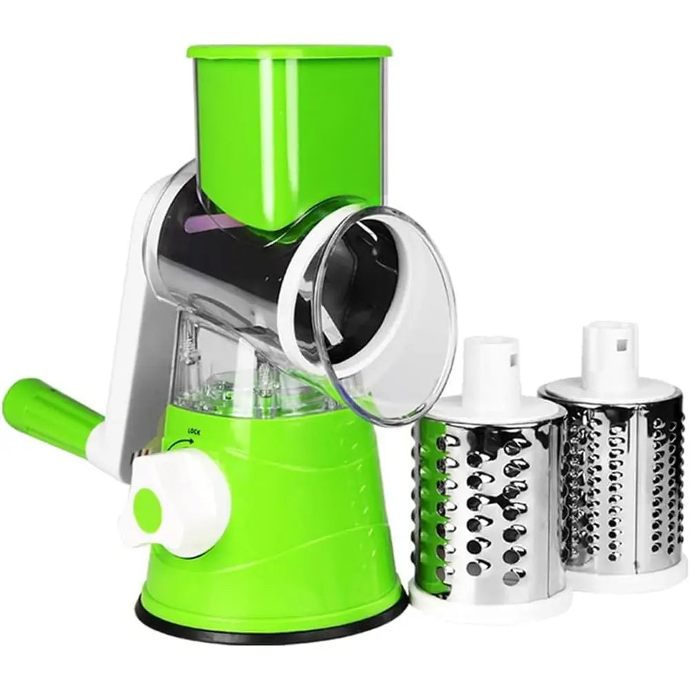 Manual Vegetable Chopper, Slicer, and Crusher - Kitchen Gadget for Potato Spirals and Cheese Grating