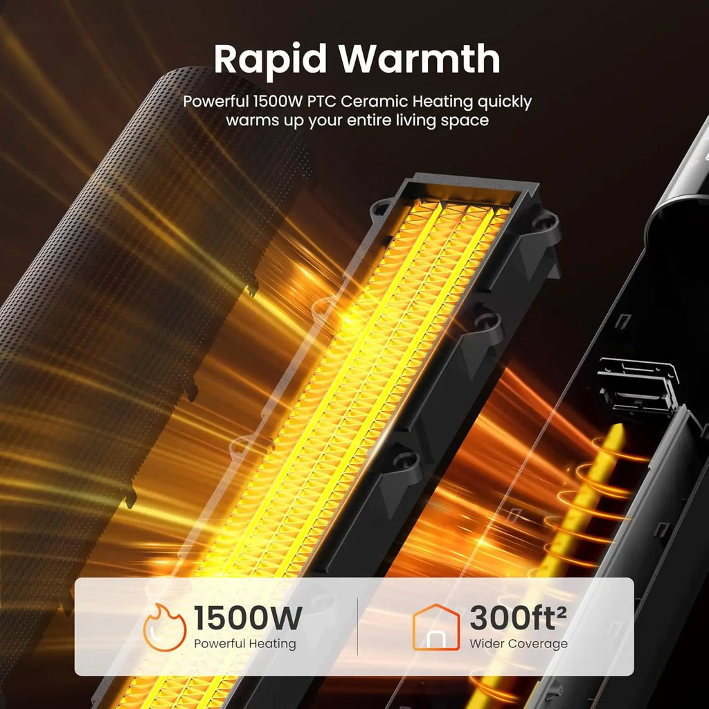 1500W Space Heaters for Indoor Use Large Room, WIFI Electric Heater with Voice Control, 5 Modes, ECO Thermostat, 12H Timer