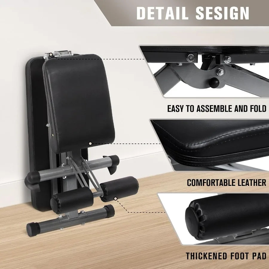 Adjustable and Foldable Utility Weight Bench with Multiple Back Positions for Home Gym Use: Offers Decline Incline and Flat Set