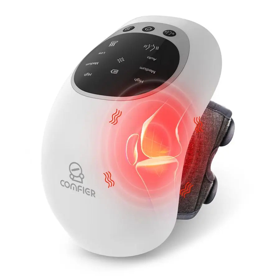 Cordless Knee Massager with Heat and Red Light Therapy,Vibration,Heated Knee Brace Straps for Pain Relief with 18.9 Inch,Heating