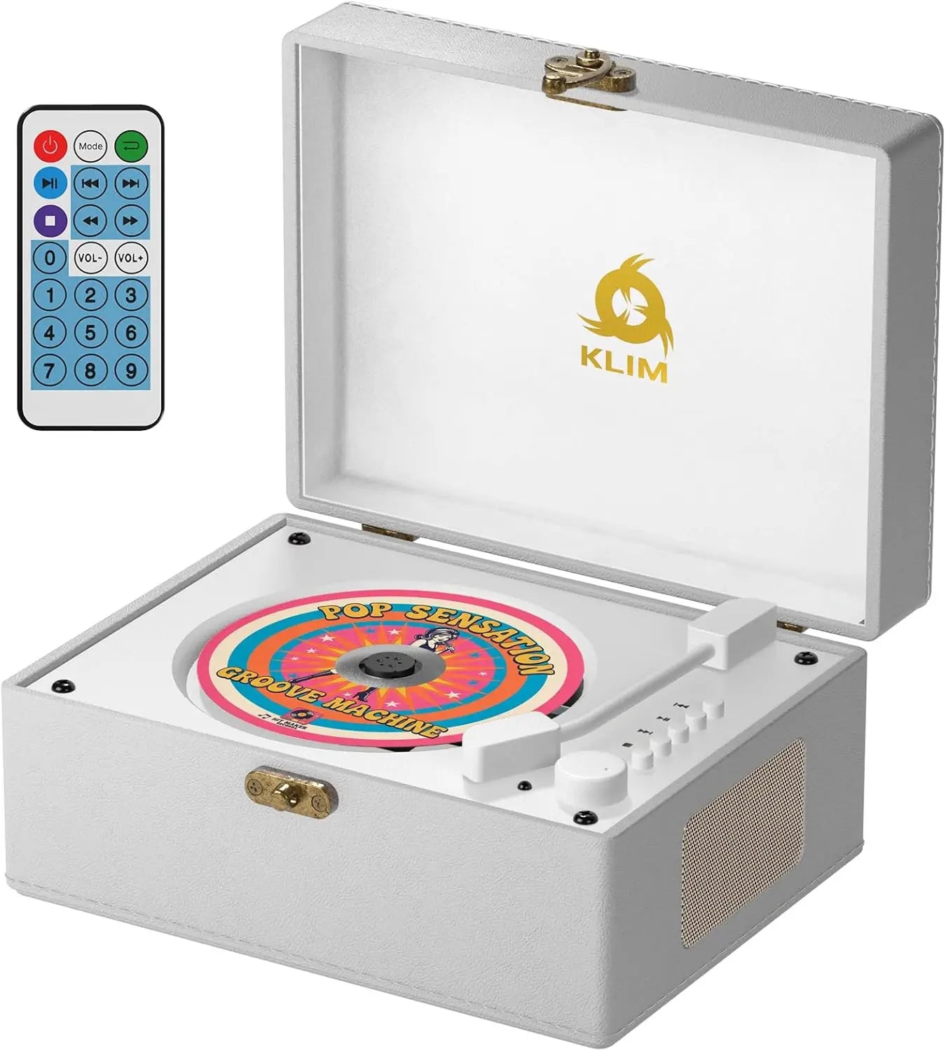 Retro CD Player with Bluetooth, AUX, USB, Rechargeable Battery - Mini White Vintage Style Music Box