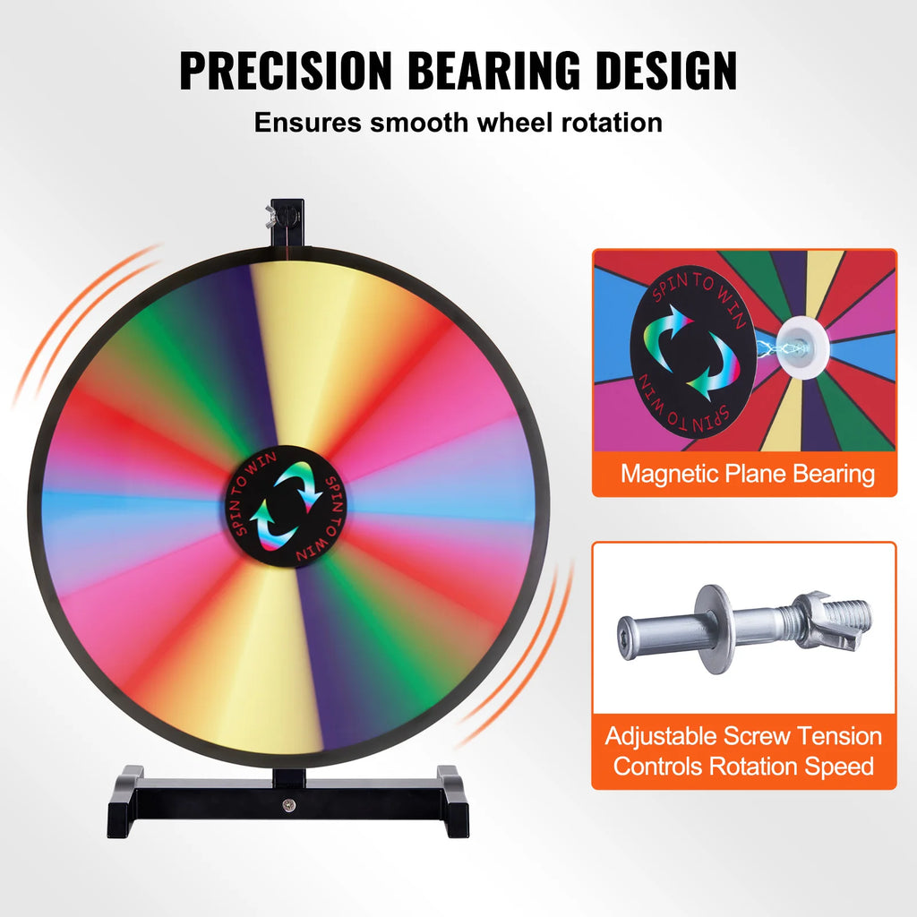 SucceBuy 18/24/36 inch Spinning Prize Wheel 14 Slots Spinning Wheel Tabletop  Floor Standing Win Fortune Spin Games in Party Pub