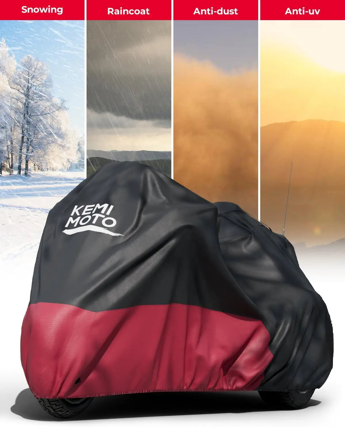 Heavy Duty 3-Wheel Motorcycle Cover for Trike Models, Waterproof All-Weather Protection with Antenna Opening