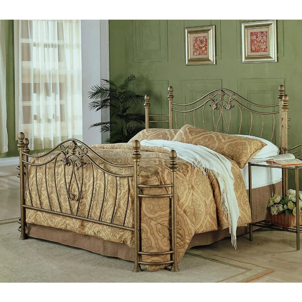 Sydney Traditional Queen Wood Bed with 53 Headboard in Brushed Gold Finish by Coaster Home Furnishings