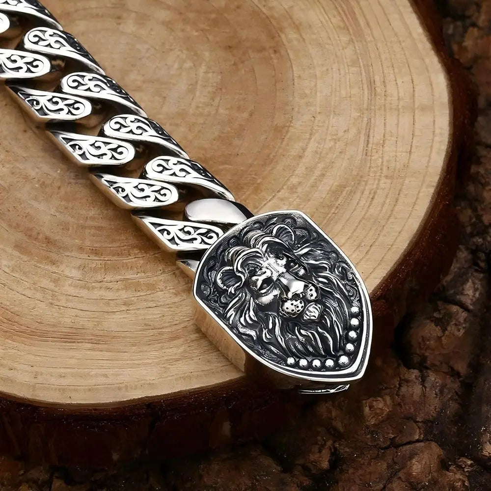 Solid Sterling Silver Italian-Style Cubic Chain Bracelet, Men's S925 Link Design, Perfect Gift for Dad, Boyfriend, Son