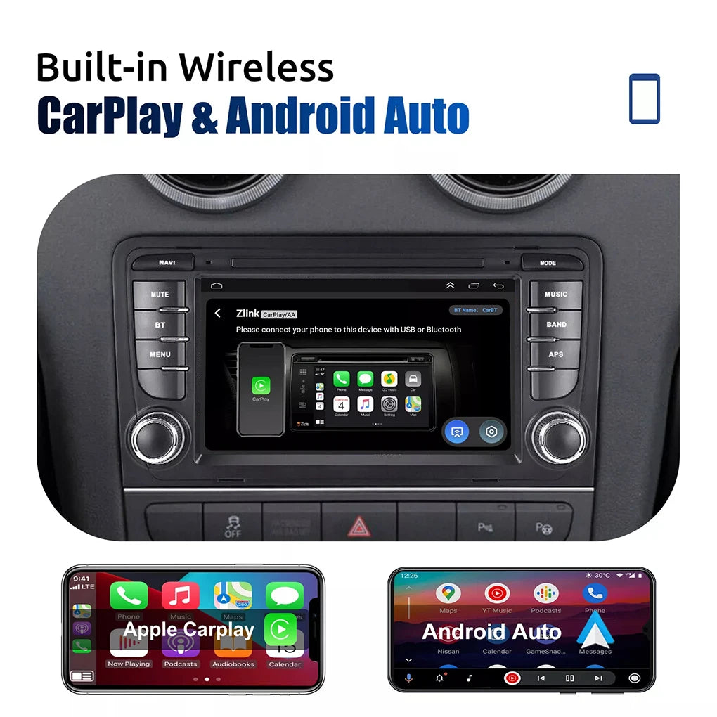 Black WMA Android Radio Touchscreen With Bluetooth Hands Free Car Kit Android Auto Satellite Radio 2+32G