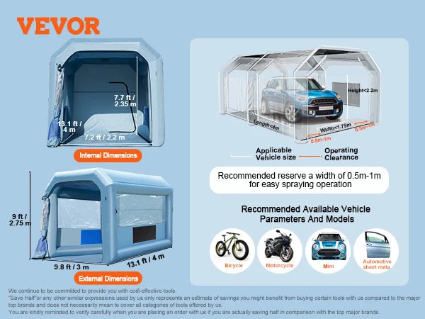 SucceBuy Inflatable Paint Booth Inflatable Spray Booth with Powerful Blowers and Air Filter System Portable Car Paint Booth