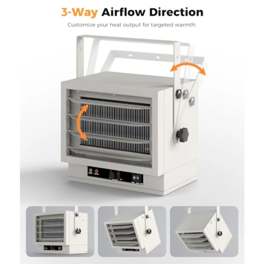 5000W 240V Electric Garage Heater for Indoor Use - Wall/Ceiling/Floor Mounted Industrial Heavy-Duty Shop Heater with Dual Overh