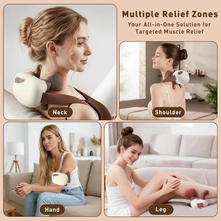 4D Wireless Neck Shoulder Massager Bionic Hands Deep Tissue Massage Portable Electric Kneading Shiatsu Back Massager 3 Relax Ma
