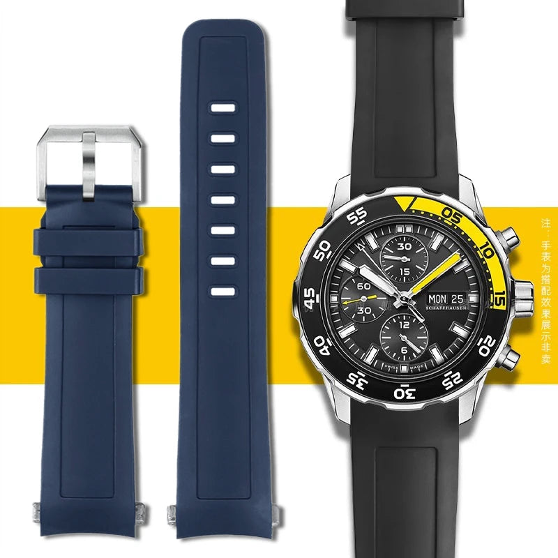 22mm Quick Release Rubber Curved End Strap For IWC International Ocean Timepiece IW356802/376705 Men's Bracelet