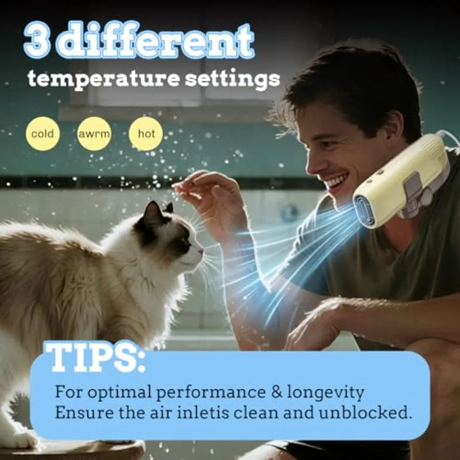 Hands-Free Neck Pet Dryer for Dog Grooming Fast Drying with Low Noise Sturdy Bracket Suitable for Golden Retriever Poodle Husky