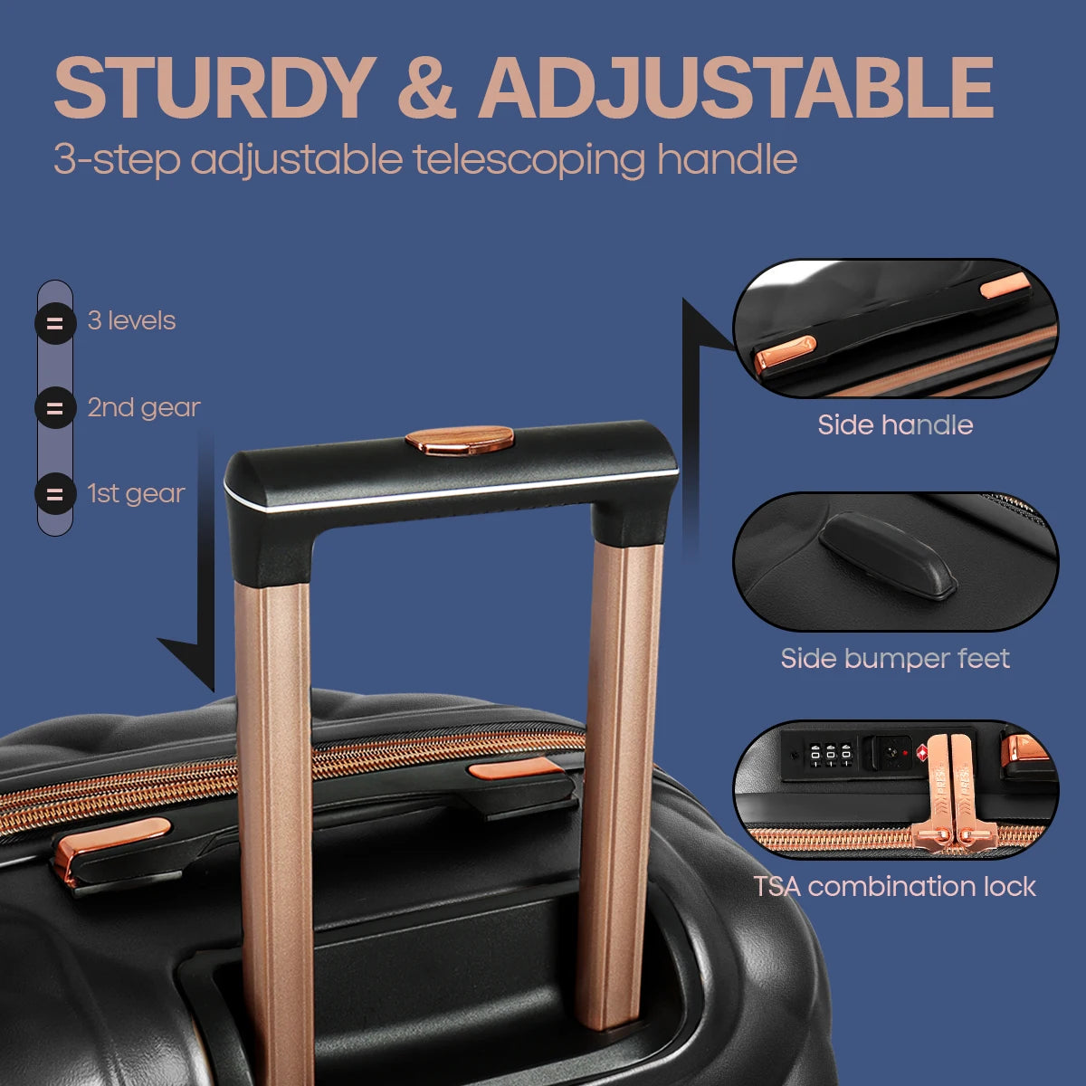 Luggage Sets 4 Pieces PP  Hard Shell Lightweight Expandable Suitcase Set with Spinner Wheels & TSA Lock ,14in 20in 25in 29in