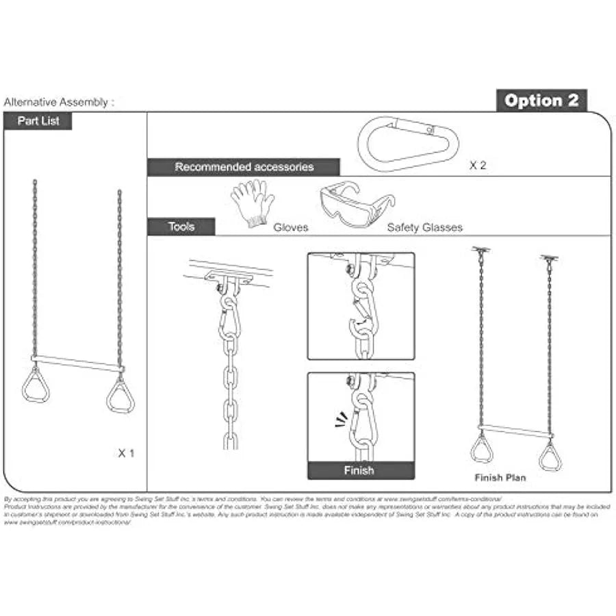 Swing Set Stuff Trapeze Bar with Rings and Uncoated Chain Pink