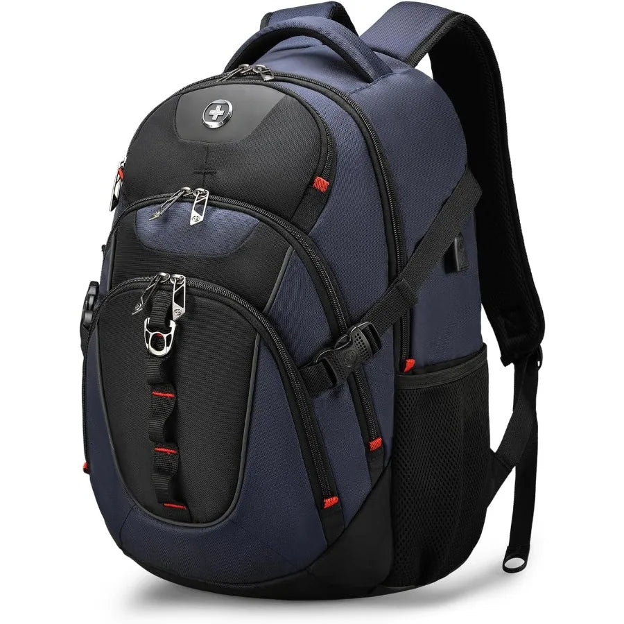 Swissdigital Design Laptop Backpack Travel Backpack with USB Charging Port Fits 15.6 inches Computer 31L College School Bookbag