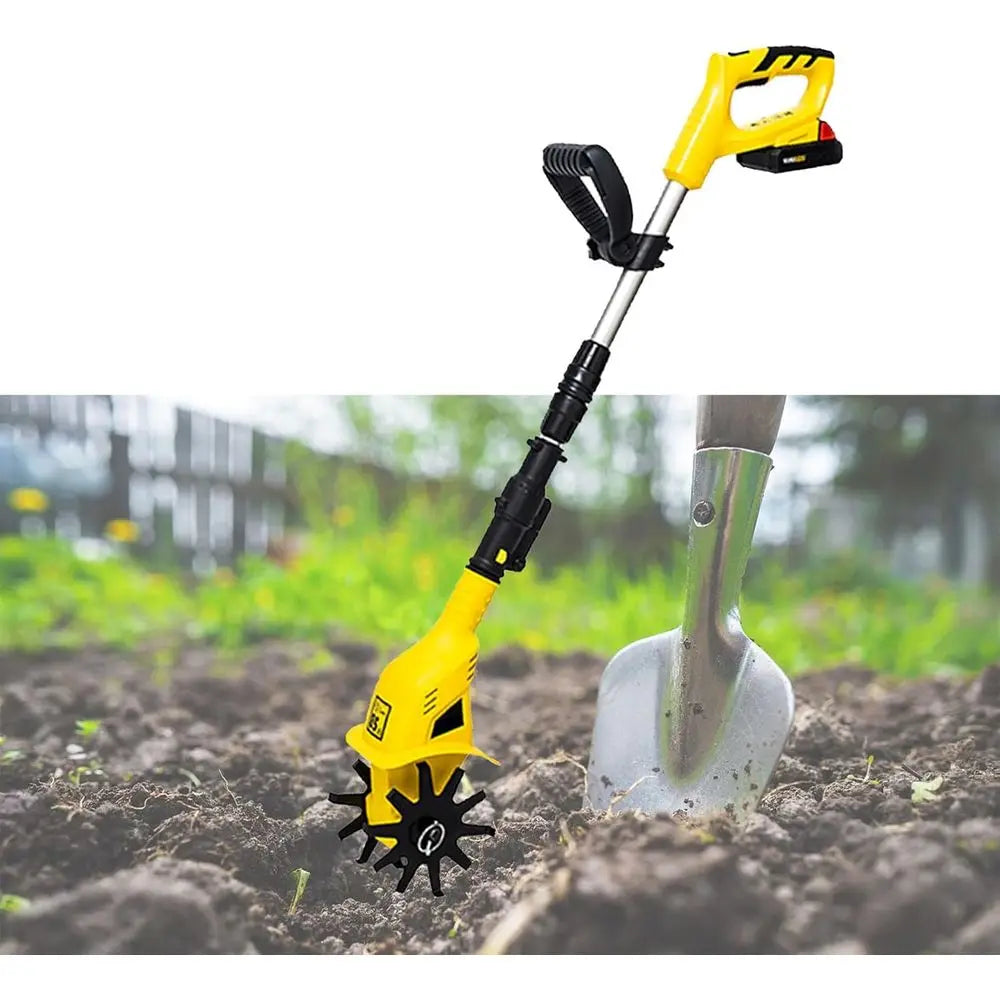 20V Electric Garden Cultivator, 4-Inch Wide Cordless Tiller, Battery-Powered Gardening Tool