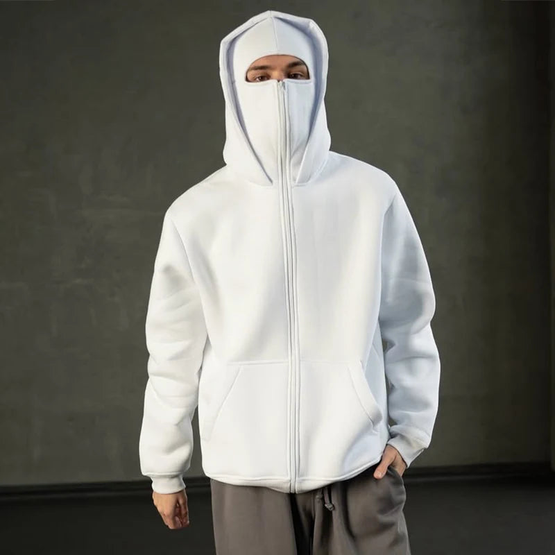 Double Hood Zip Up Sweatshirt Jacket Autumn Ins Style Unisex Couple Top for Spring Fall Winter Wear