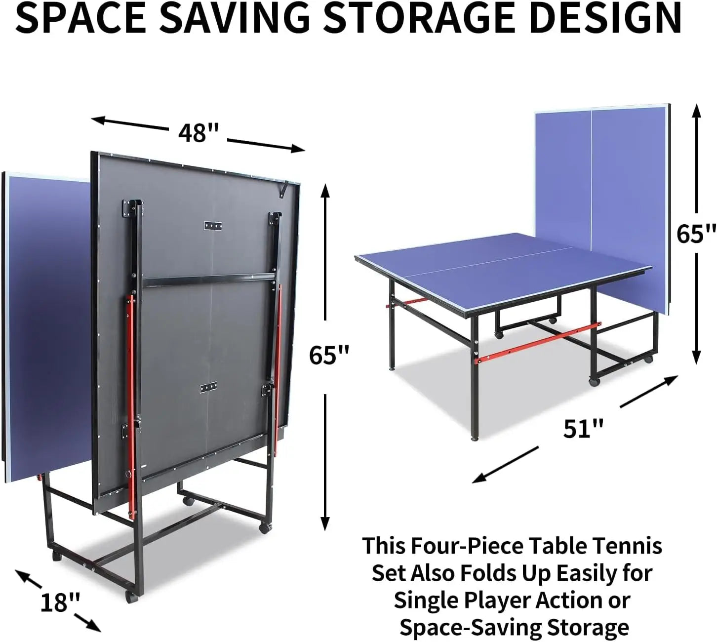 Portable Collapsible Table Tennis Table Set 8FT Indoor/Outdoor Ping Pong Table for Family Recreation & Gifts Quick Assembly