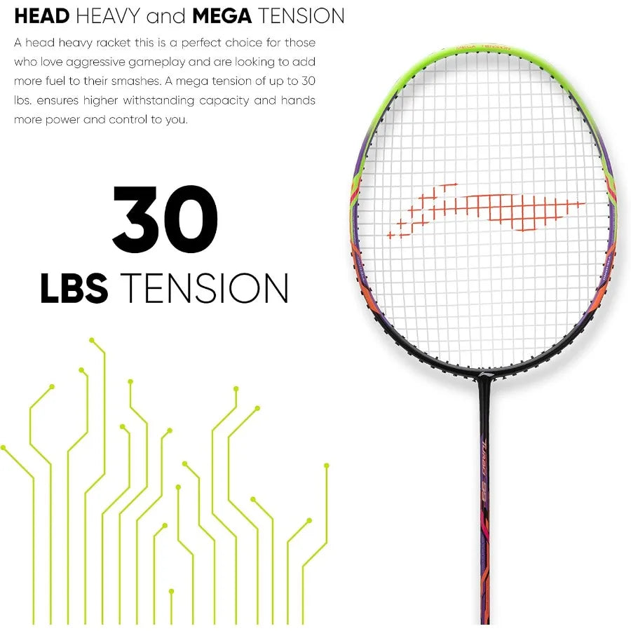 Turbo 99 Carbon Fibre Racket with Free Full Cover 84 Grams. 30 lbs.