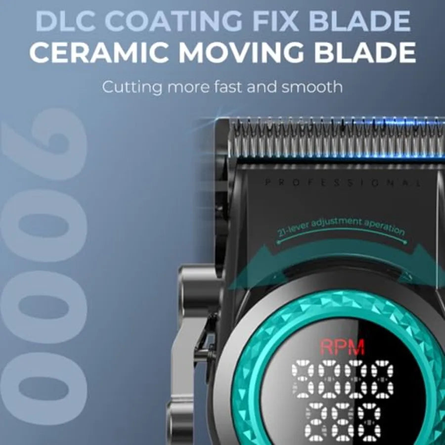 Professional Hair Clippers for Men T-Blade Trimmer Zero Gapped Cordless Barber Clippers Triple Floating Blade Foil Shaver Men's