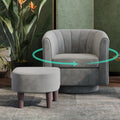 Swivel Accent Chair Ottoman Set: Velvet Small Barrel Chair with Foot Rest, Modern Reading Chair Upholstered Armchair