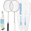 Carbon Fiber Badminton Racket Set with 2 Racquets, Shuttlecocks, Grip Tapes, and Bags for Outdoor and Gym Use