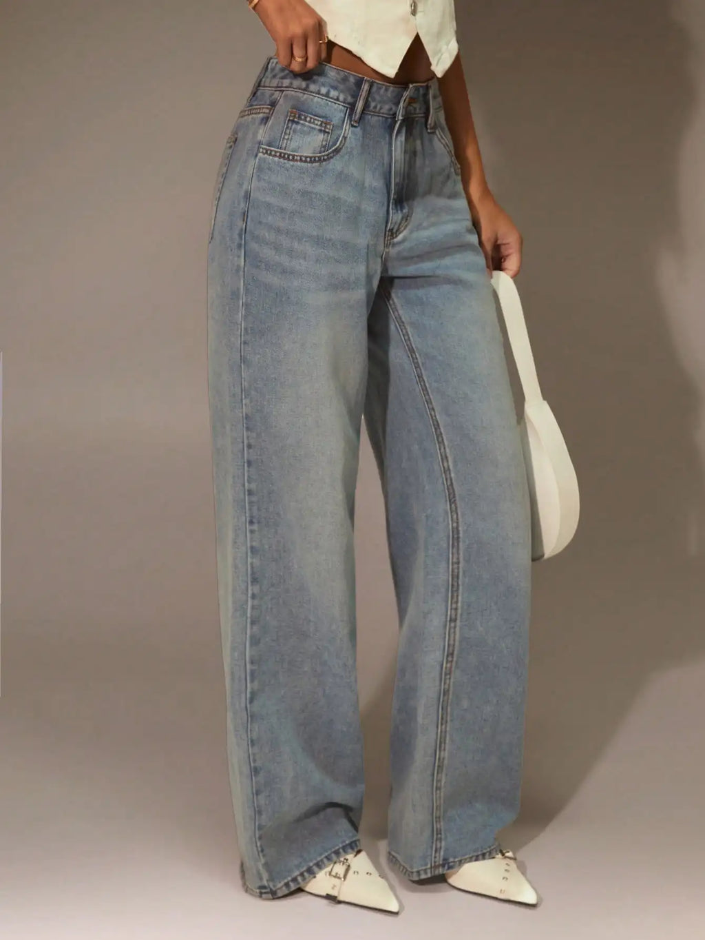 Women's High Waist Wide Leg Denim Jeans - Casual Y2K Style for Streetwear & Going Out