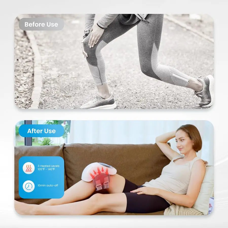 Cordless Knee Massager with Heat and Red Light Therapy,Vibration,Heated Knee Brace Straps for Pain Relief with 18.9 Inch,Heating