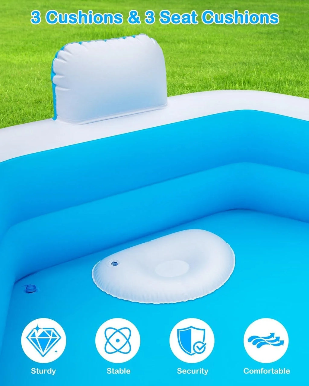 Outdoor Hot Tubs Inflatable Pool for Adults 77 by 71 by 22 Large Blow Up Pool with Pump Oversized