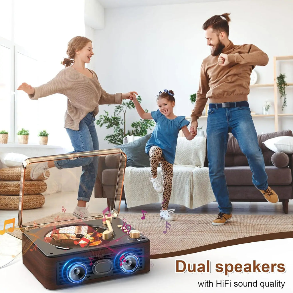 Portable CD Player with Bluetooth, Dual Speakers, FM Radio, Remote Control - Brown