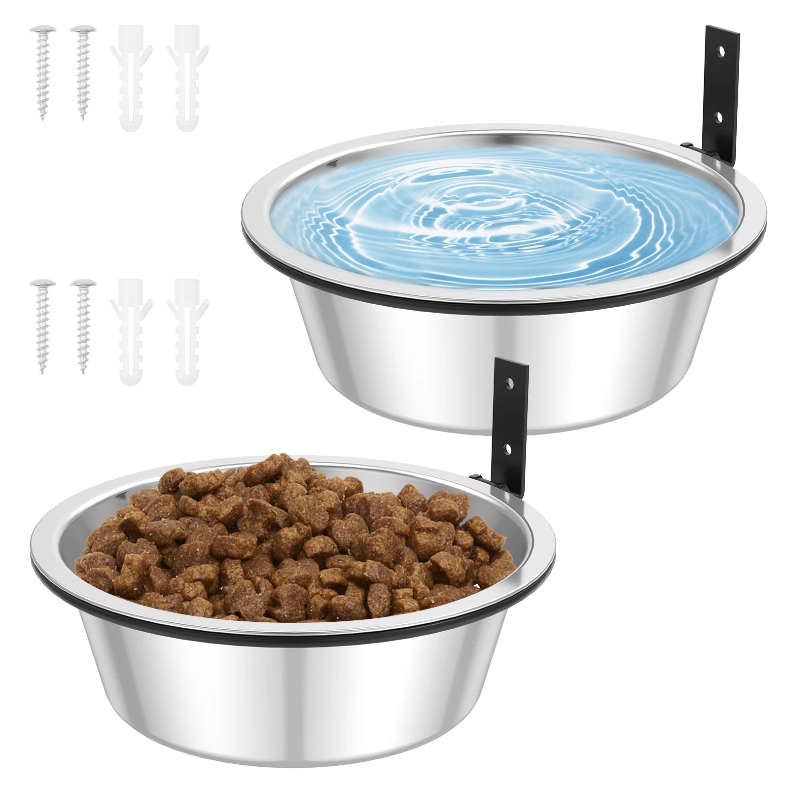 Dog Bowl Foldable Stainless Steel Raised Dog Food and Water Bowls Adjustable Height Wall Mounted Cat Food