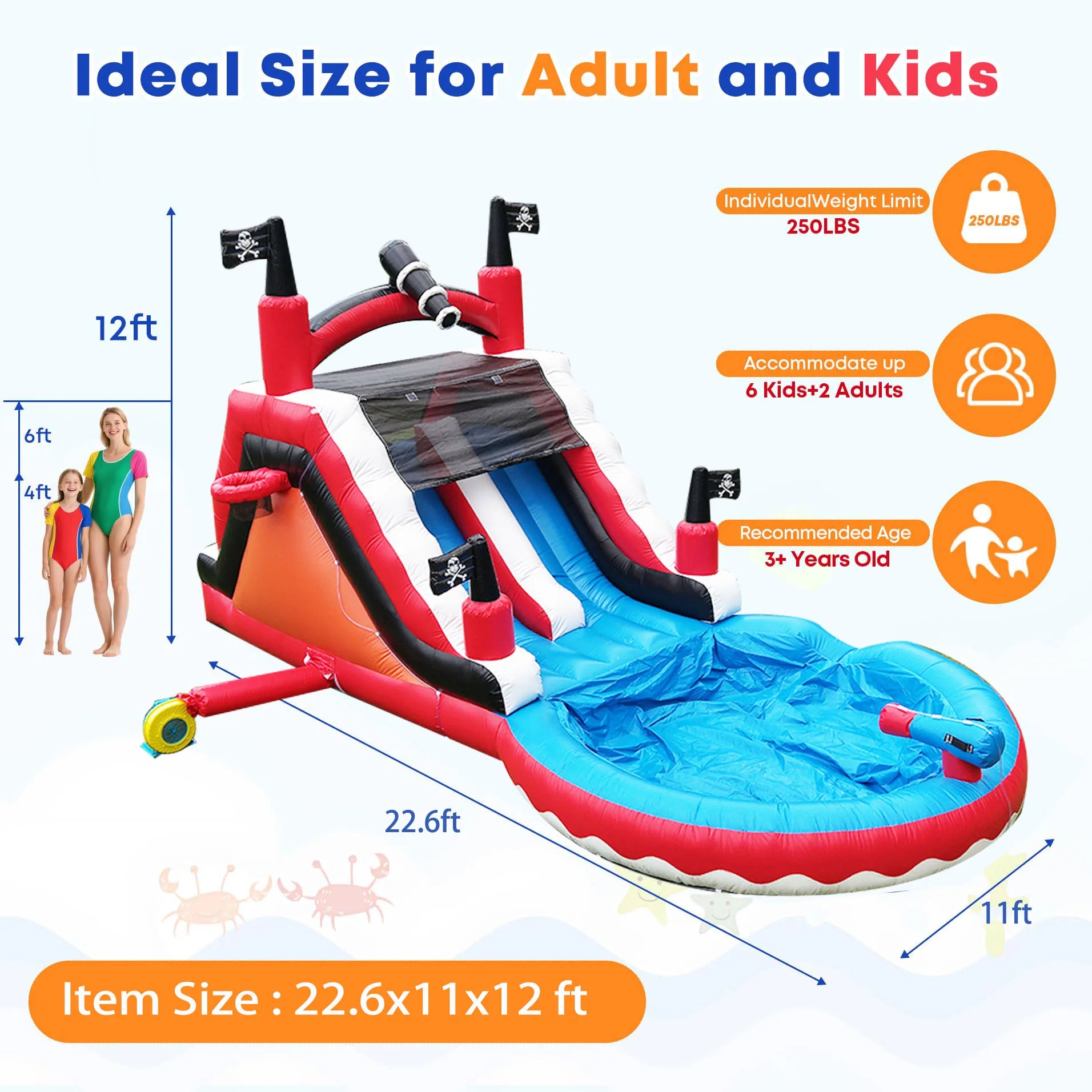 NAIRBAG Giant Commercial Pvc Inflatable Castle Bounce House Water Slide For Kids Party Children's Playground Water Game Wet Slid