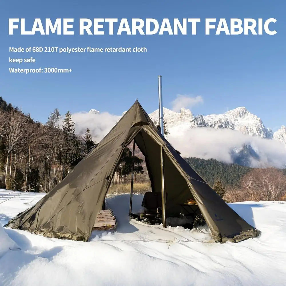 4-6 Person 4-Season Waterproof Windproof Camping Tent with Stove Jack for Cold Weather Winter Use