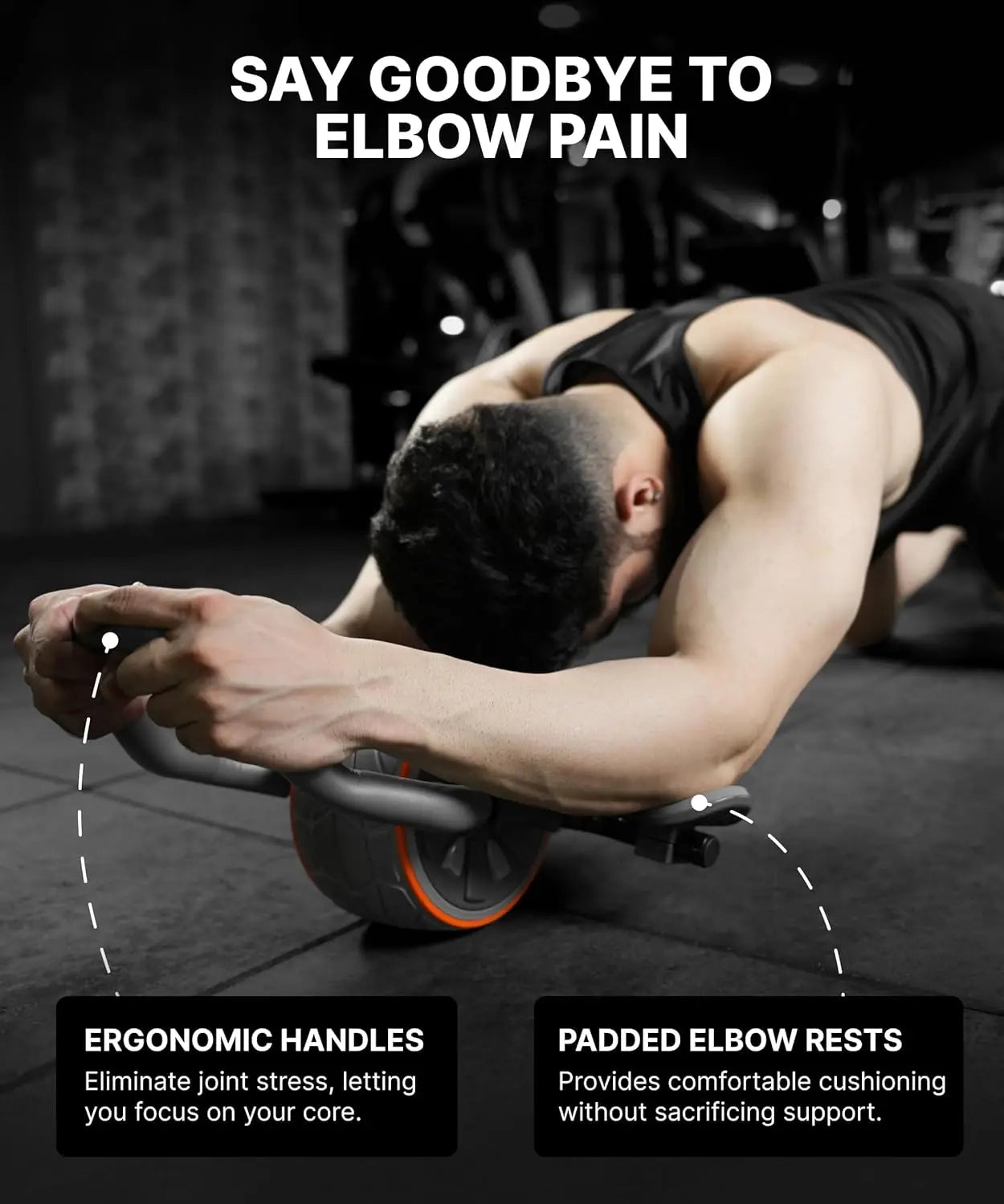 Ab Roller Wheel with Elbow Support & Knee Pads - Core Strength Trainer for Home Gym Workouts