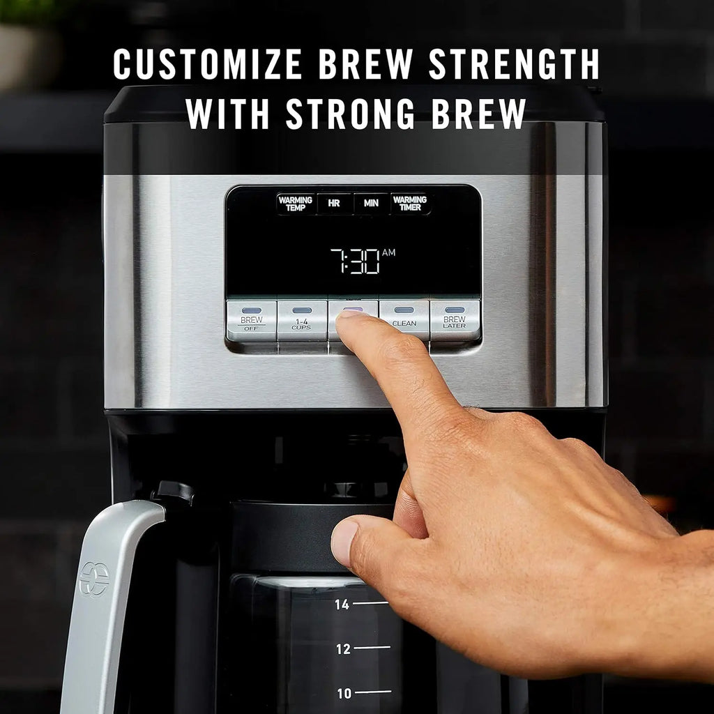 Coffee Maker, Programmable Coffee Machine with Glass Carafe, 14 Cups, StainlSteel