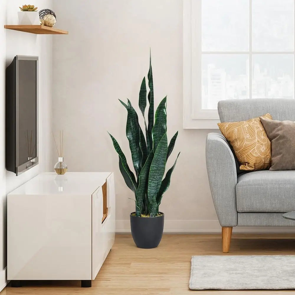 2 Pack 36 Tall Artificial Sansevieria Plants, 6 Pots, 20 Leaves, Living Room Decor