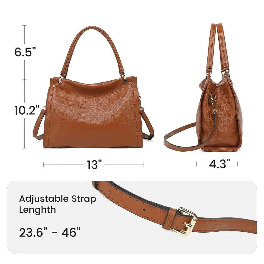 Genuine Leather Purses with Detachable Satchel Strap, Ladies Tote Bag Handbags TopHandle Shoulder Hobo Bags