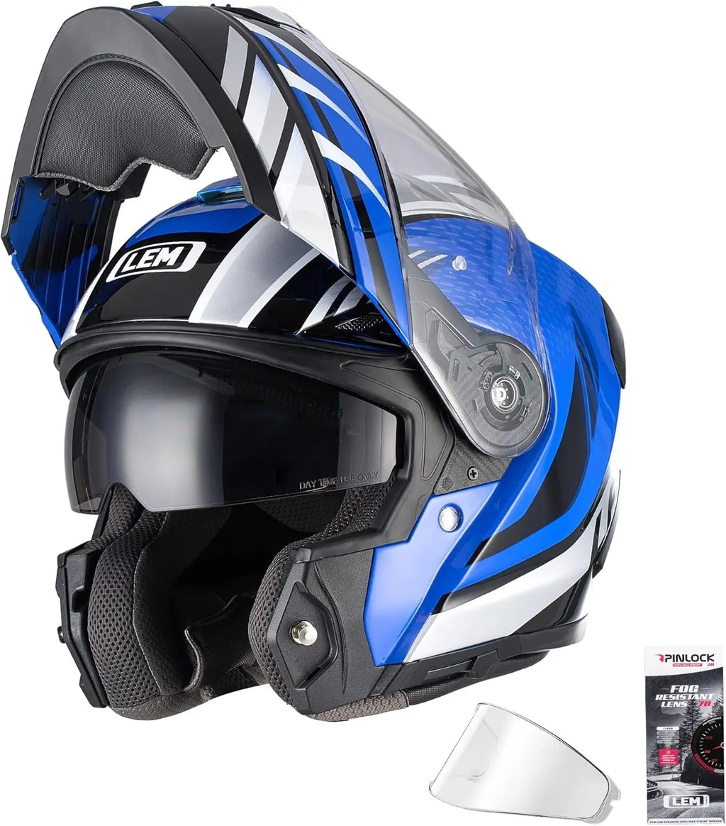 Modular Motorcycle Helmets Fiberglass Full Face Motorcycle Helmet Flip Up for Touring DOT Certified Release Sun Visor Removable