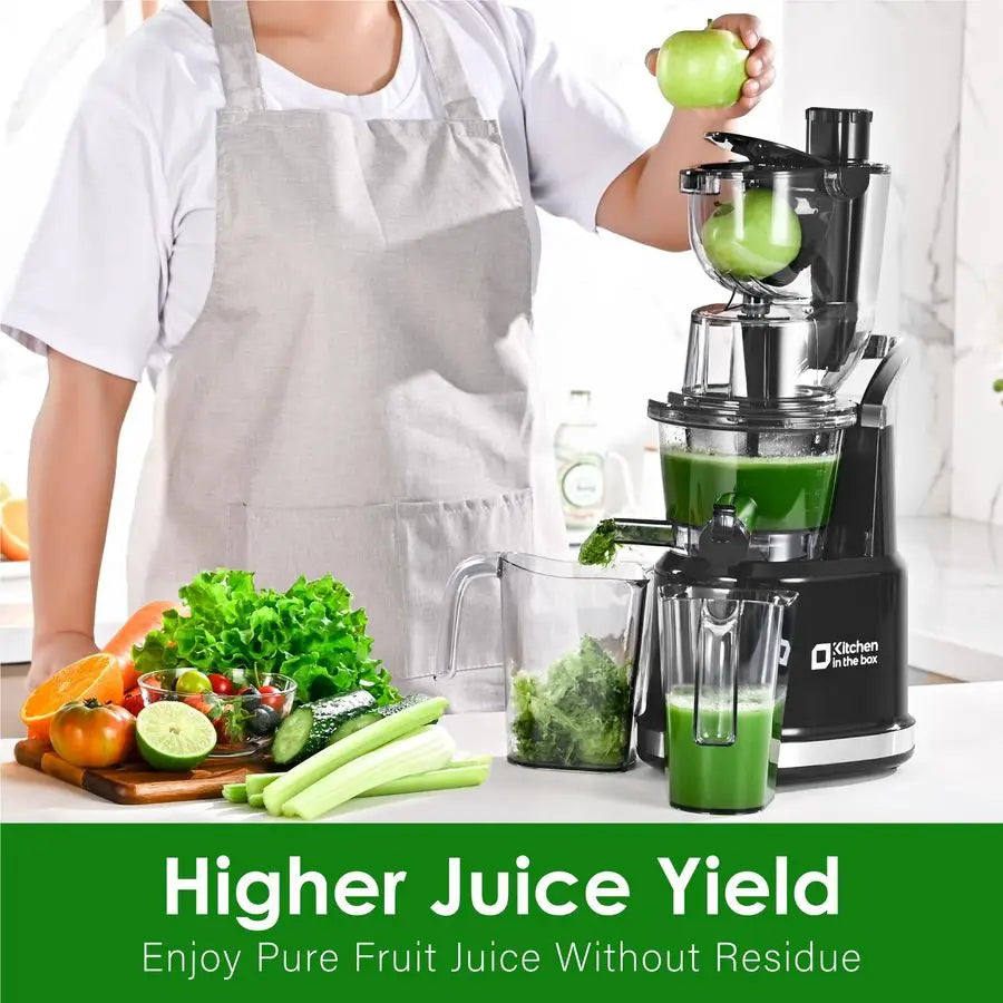 Press Juicer Machines, Kitchen in the Box Slow Masticating Juicers Machine,3.26inch Large Wide Feed Chute Fit Whole Fruits amp V