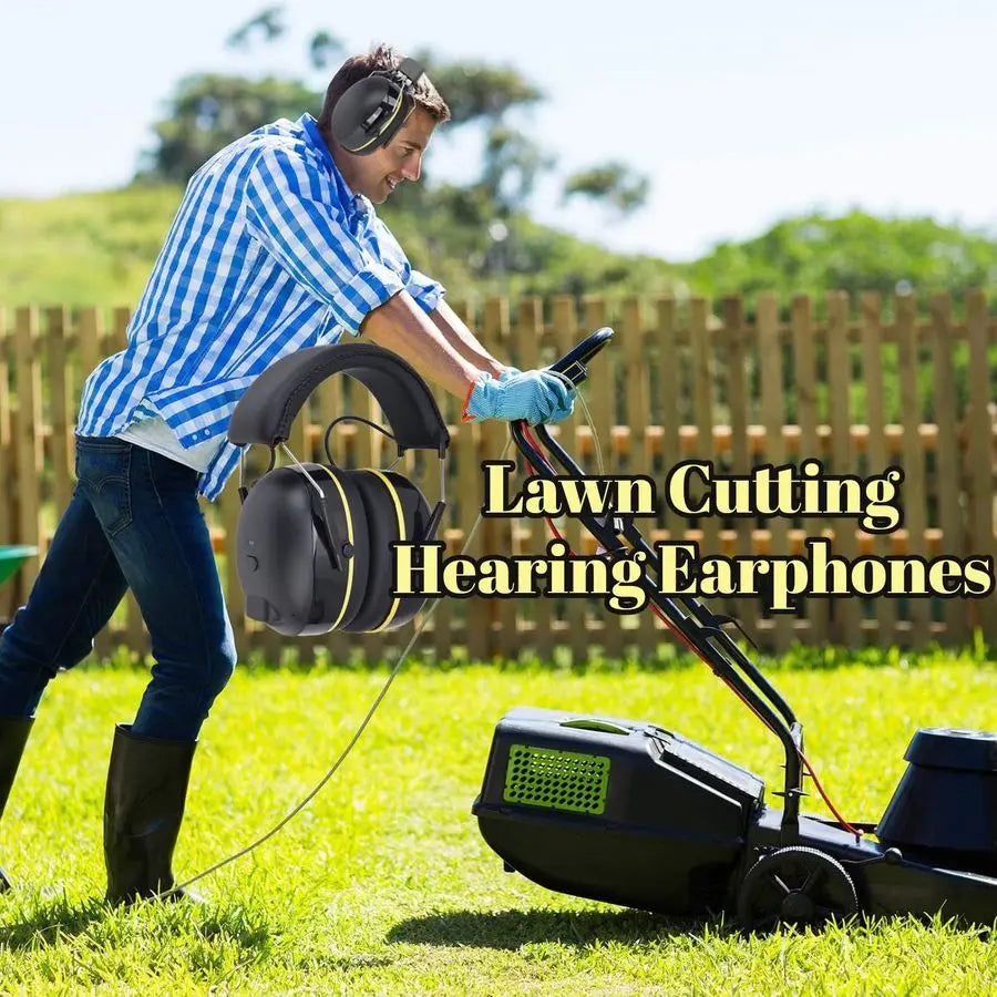 Ear Muffs, Bluetooth 5.0 Ear Defenders Noise Canceling Hearing Protector Voice Control Over the Earmuff for Mowing Construction