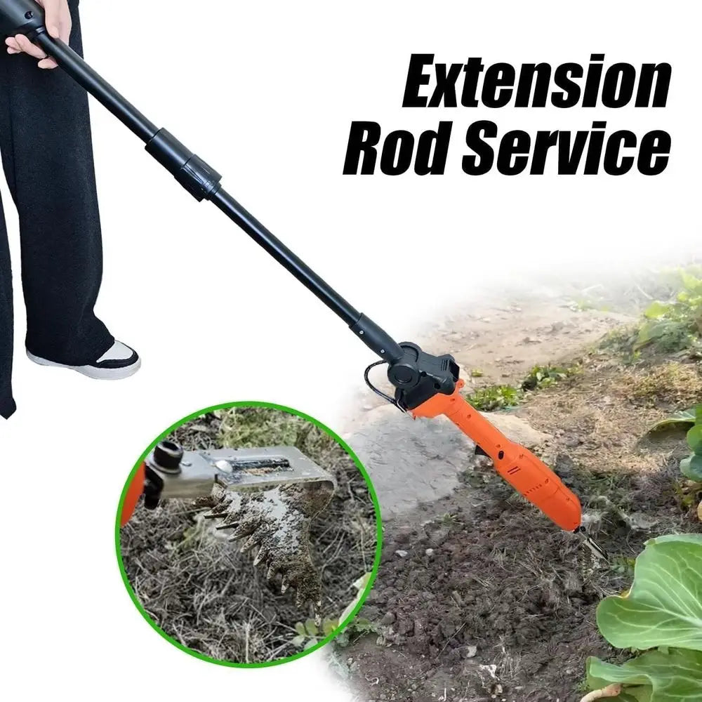 Telescopic Electric Cultivator with Rechargeable Lithium Battery, 2-in-1 Garden Tool for Soil Loosening and Weed Removal