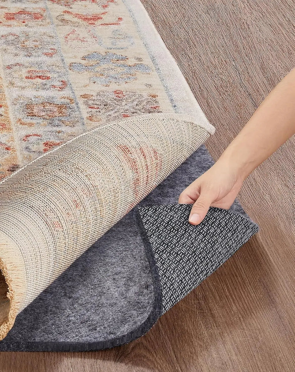 Non-Slip Cushioned Rug Pad, 8x10 Ft, Felt and Silicone Backing for Hardwood Floors, Anti-Skid Mat