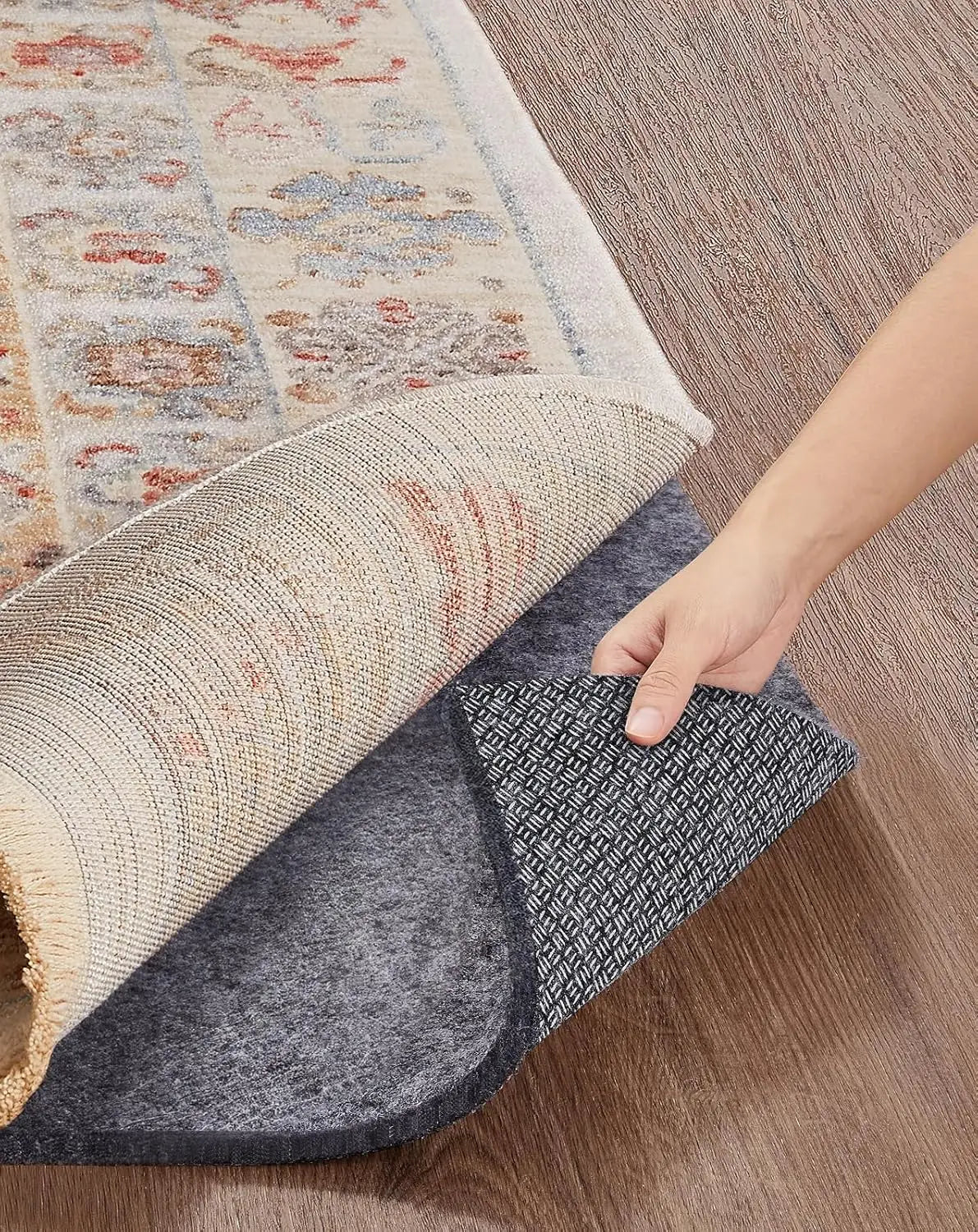 Non-Slip Cushioned Rug Pad, 8x10 Ft, Felt and Silicone Backing for Hardwood Floors, Anti-Skid Mat