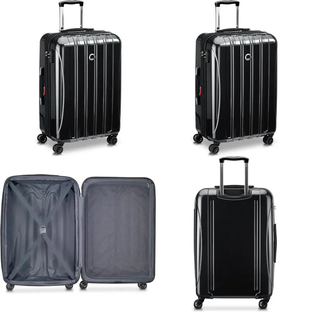 Medium 24 Inch Expandable Hardside Spinner Luggage with Aero Design, Black, Ideal for Travel and Checked Luggage