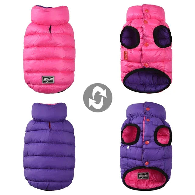 Winter Dog Clothes Reversible Waterproof Pet Vest Jacket Light Weight Warm Dog Coat Clothing Clothes For Small Medium Large Dogs